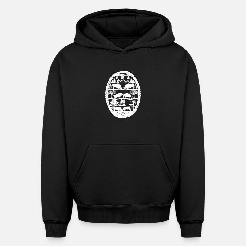 Eringer_1_white - Sweat à capuche unisexe oversize épais SPREAD - noir