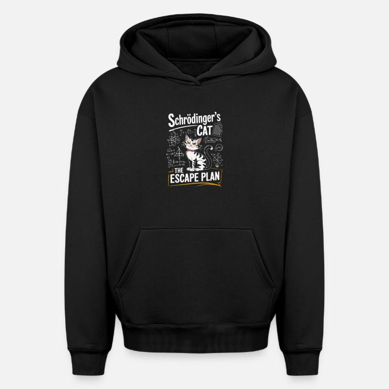 Chat Schrödinger : le plan d’évasion - Sweat à capuche unisexe oversize épais SPREAD - noir