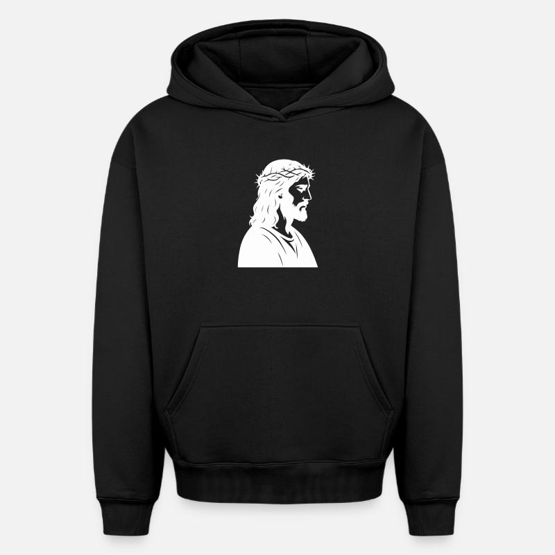 Silhouette de Jésus-Christ - Sweat à capuche unisexe oversize épais SPREAD - noir