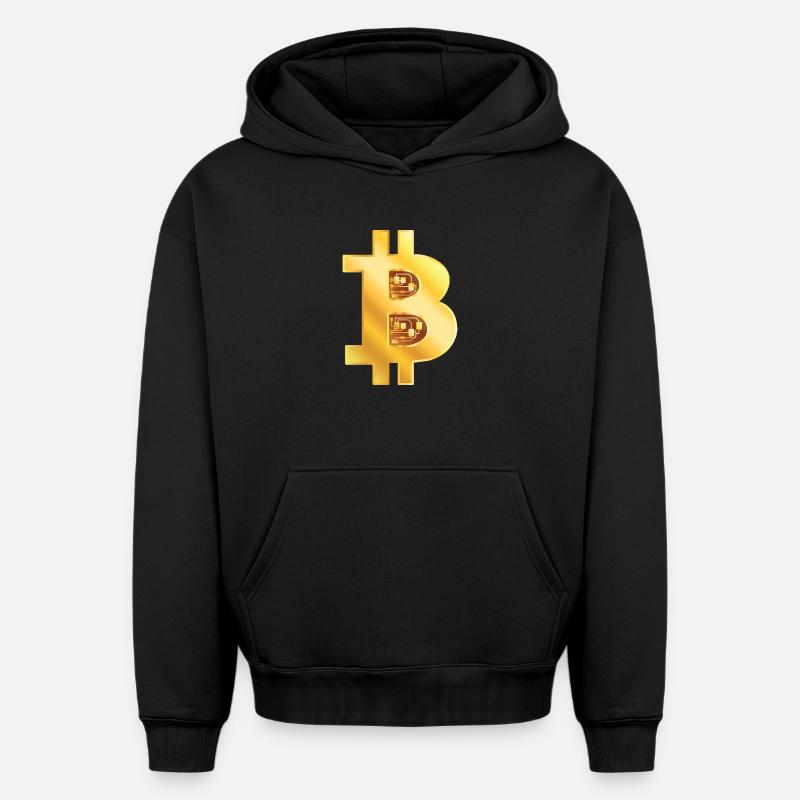 Bitcoin Or - Sweat à capuche unisexe oversize épais SPREAD - noir