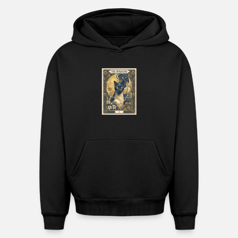 Cat, le magicien - Sweat à capuche unisexe oversize épais SPREAD - noir