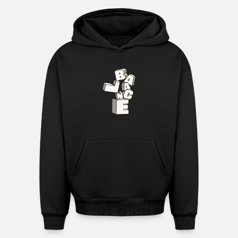 Équilibre en lettres 3D - Sweat à capuche unisexe oversize épais SPREAD - noir