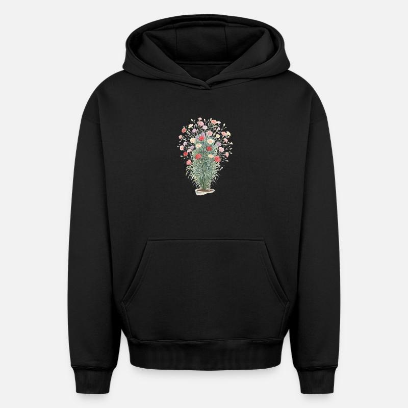 Bouquet d’œillets romantique - Sweat à capuche unisexe oversize épais SPREAD - noir