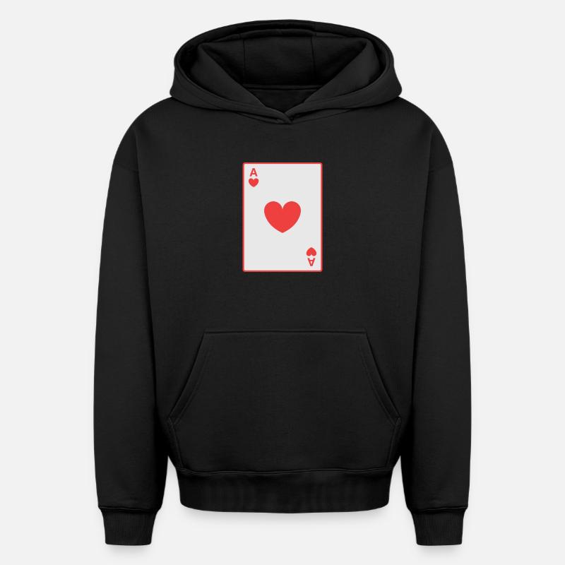 Carte rouge as de cœur - Sweat à capuche unisexe oversize épais SPREAD - noir