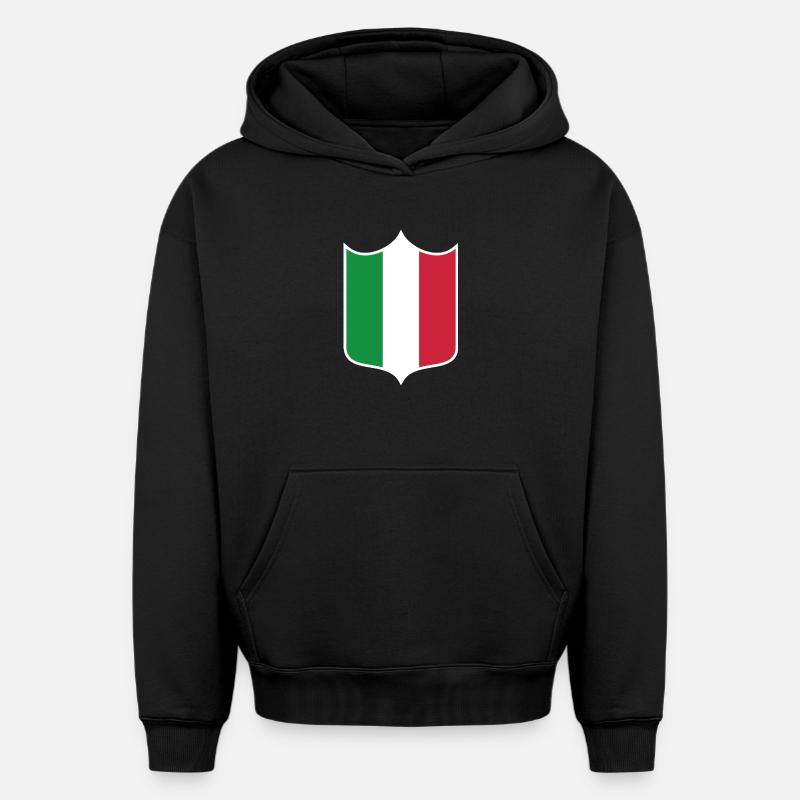 Italie - Sweat à capuche unisexe oversize épais SPREAD - noir