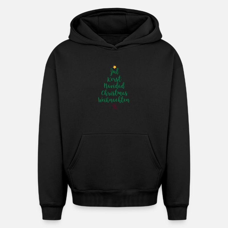 Arbre de Noël - Sweat à capuche unisexe oversize épais SPREAD - noir