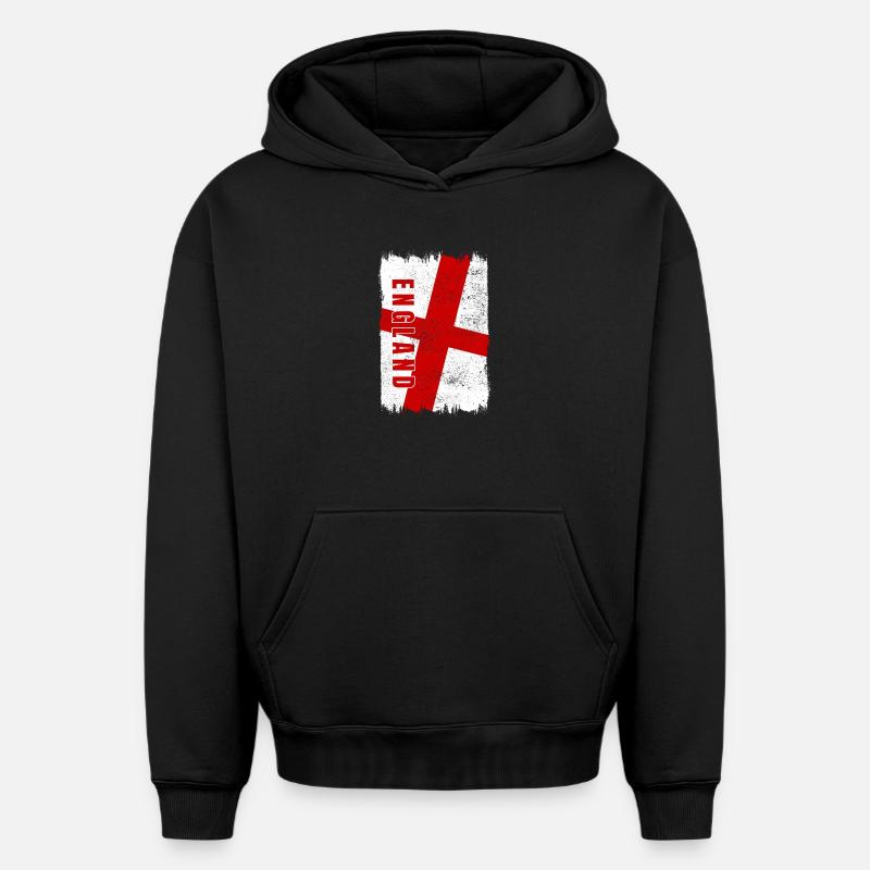 Drapeau de l'Angleterre - Sweat à capuche unisexe oversize épais SPREAD - noir