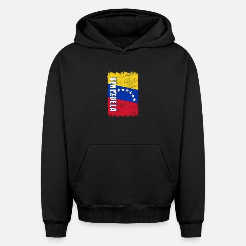 Drapeau du Venezuela - Sweat à capuche unisexe oversize épais SPREAD - noir