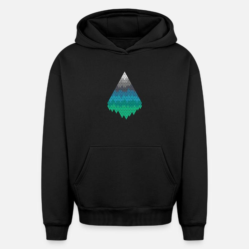 Monts Pixel - Sweat à capuche unisexe oversize épais SPREAD - noir