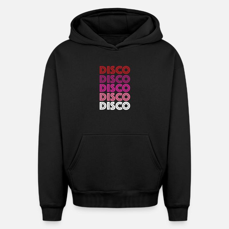 Disco Disco Disco - Sweat à capuche unisexe oversize épais SPREAD - noir