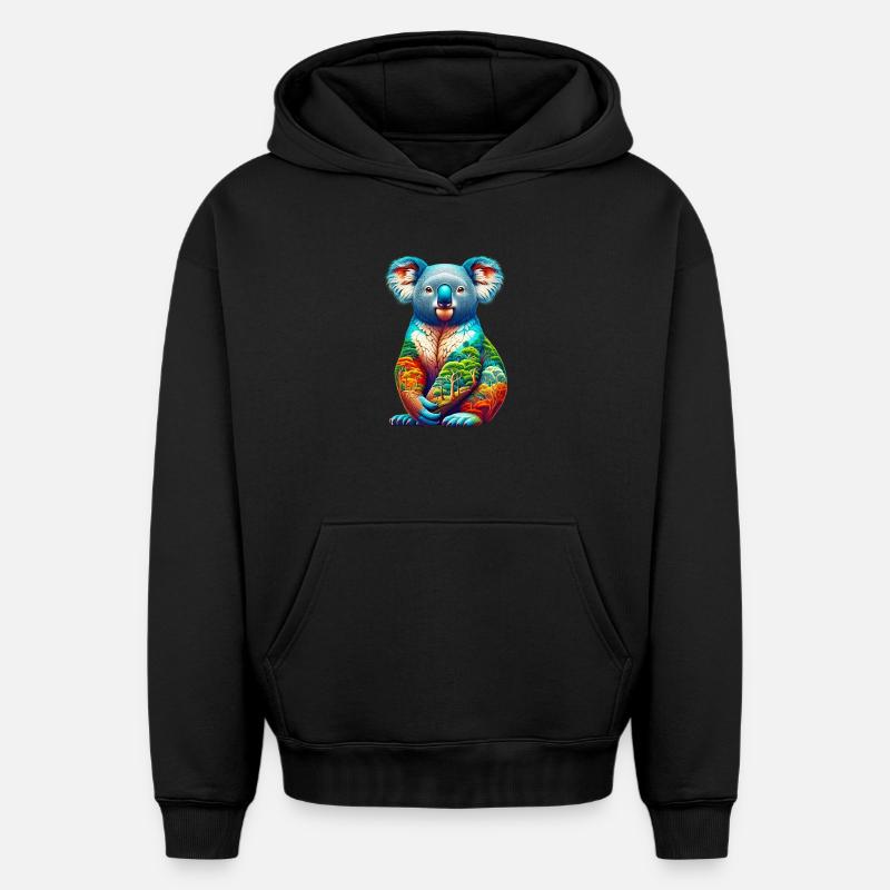 Koala - Sweat à capuche unisexe oversize épais SPREAD - noir