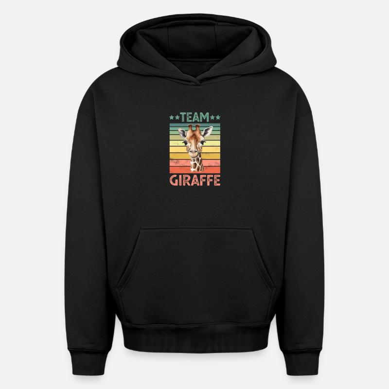Girafe - Sweat à capuche unisexe oversize épais SPREAD - noir