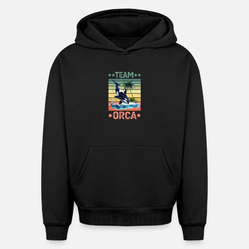 Orque Épaulard - Sweat à capuche unisexe oversize épais SPREAD - noir