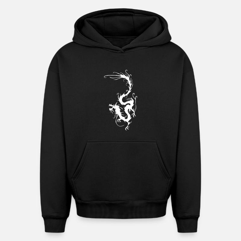 Dragon de fumée blanche - Sweat à capuche unisexe oversize épais SPREAD - noir
