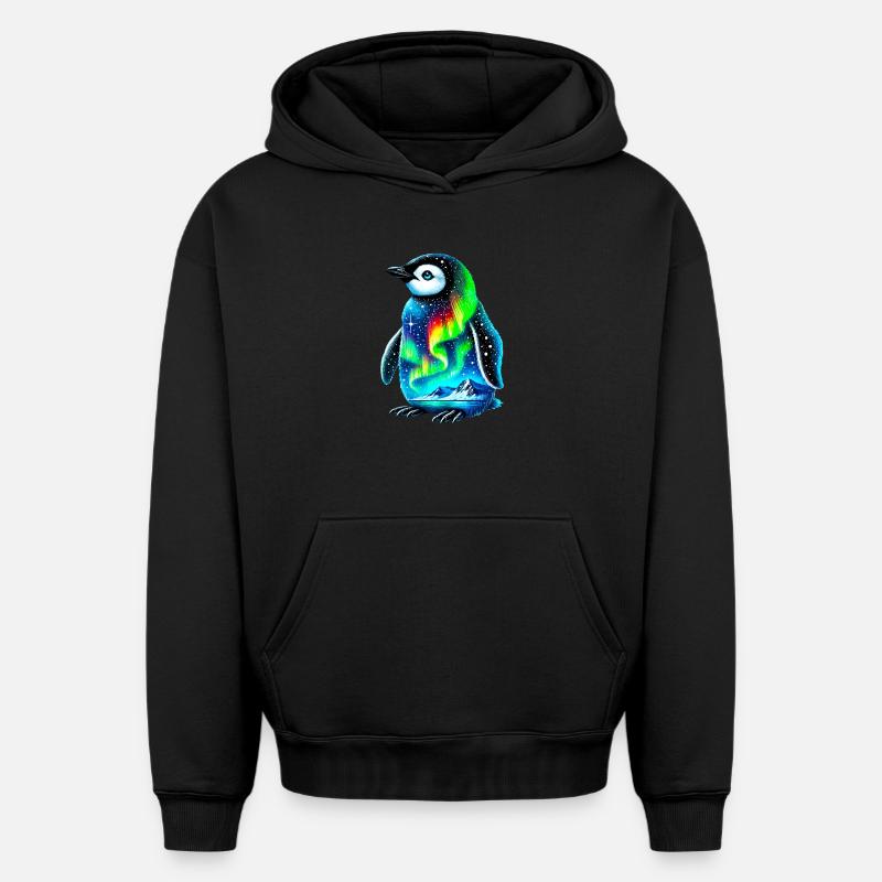 Pingouin - Sweat à capuche unisexe oversize épais SPREAD - noir