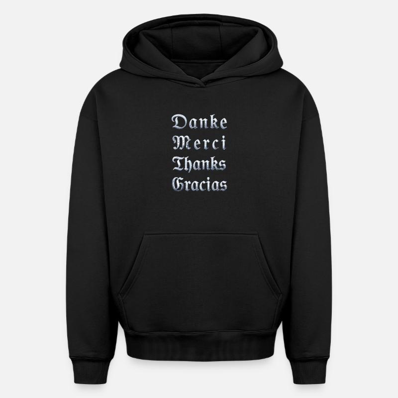 Multilinguale Dankesbotschaft Eiskristall - Oversized Heavyweight Unisex Hoodie - Schwarz