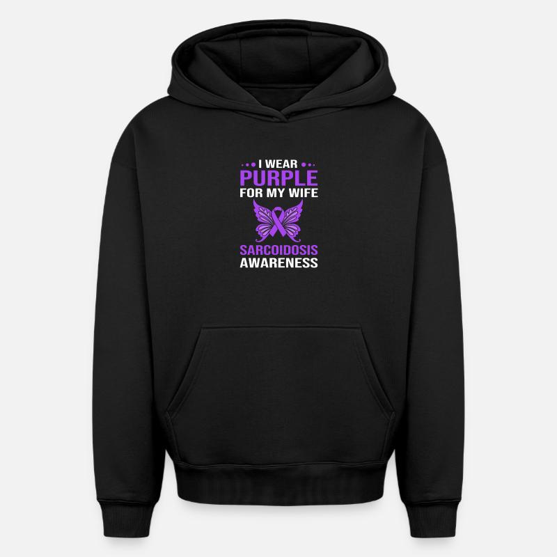 Sarcoïdose - Sweat à capuche unisexe oversize épais SPREAD - noir