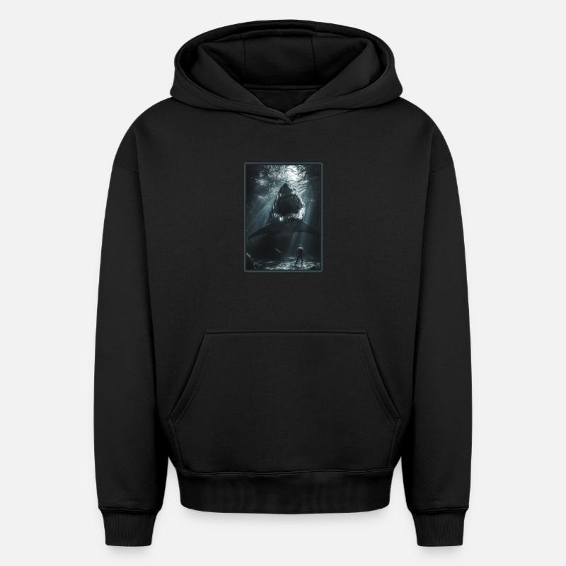 Requins Requin - Sweat à capuche unisexe oversize épais SPREAD - noir