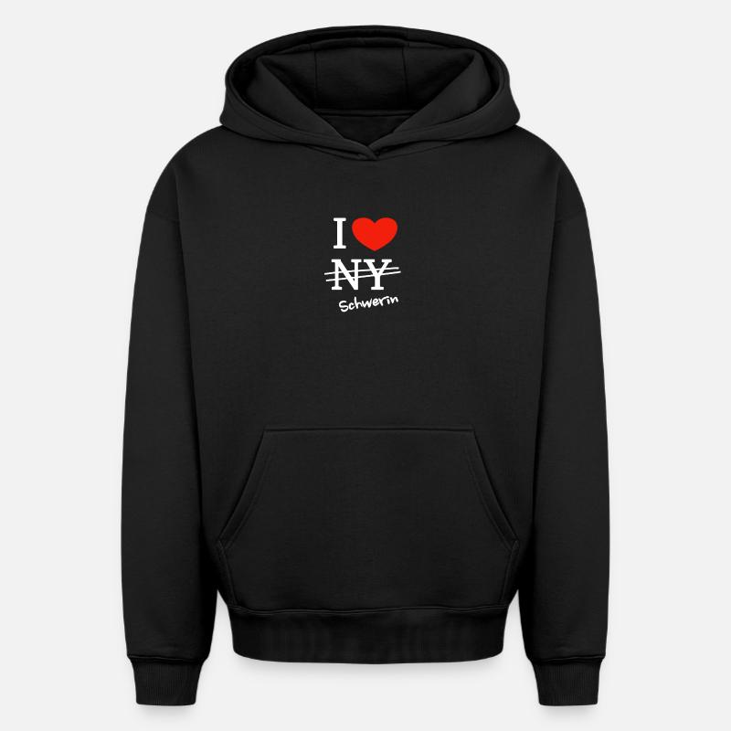 J'adore Schwerin - Sweat à capuche unisexe oversize épais SPREAD - noir