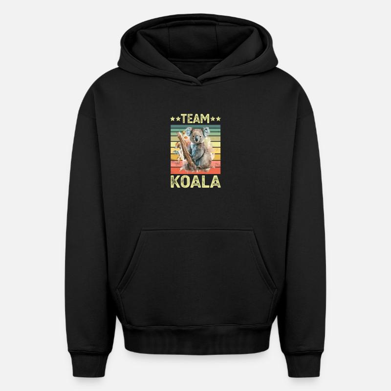 Koala Koala Ours - Sweat à capuche unisexe oversize épais SPREAD - noir