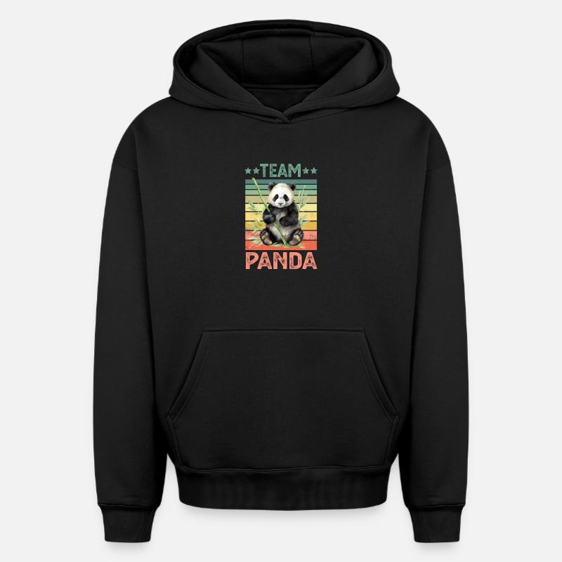 Panda Panda Ours - Sweat à capuche unisexe oversize épais SPREAD - noir