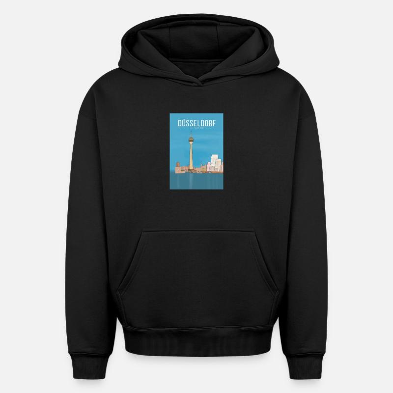 Düsseldorf - Sweat à capuche unisexe oversize épais SPREAD - noir