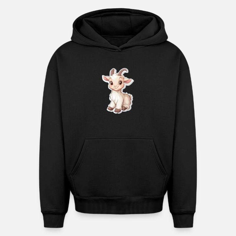 Chèvre - Sweat à capuche unisexe oversize épais SPREAD - noir