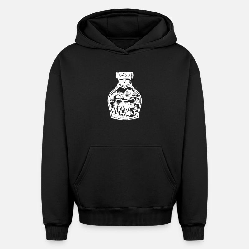 Descente alpine blanche - Sweat à capuche unisexe oversize épais SPREAD - noir