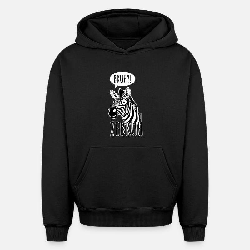 Zebra Bro - Un Zebruh ! - Sweat à capuche unisexe oversize épais SPREAD - noir