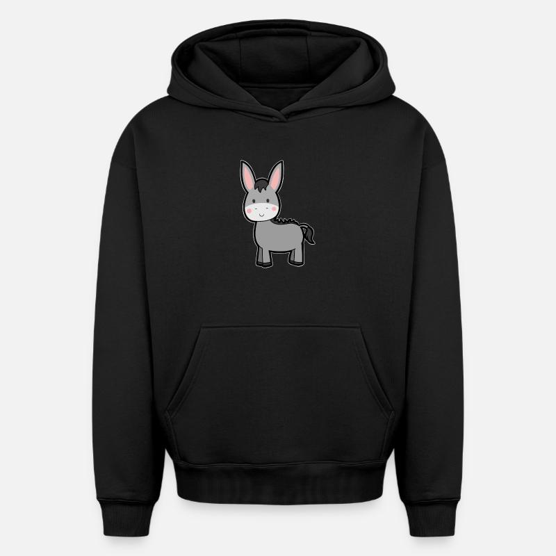 L’âne - Sweat à capuche unisexe oversize épais SPREAD - noir