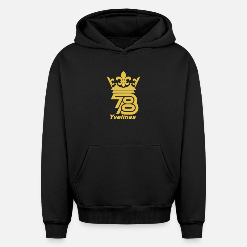 Yvelines - Sweat à capuche unisexe oversize épais SPREAD - noir