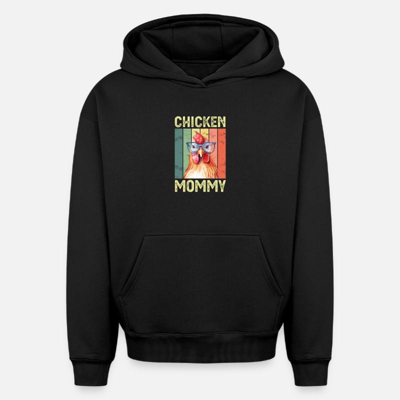 Poulets - Sweat à capuche unisexe oversize épais SPREAD - noir