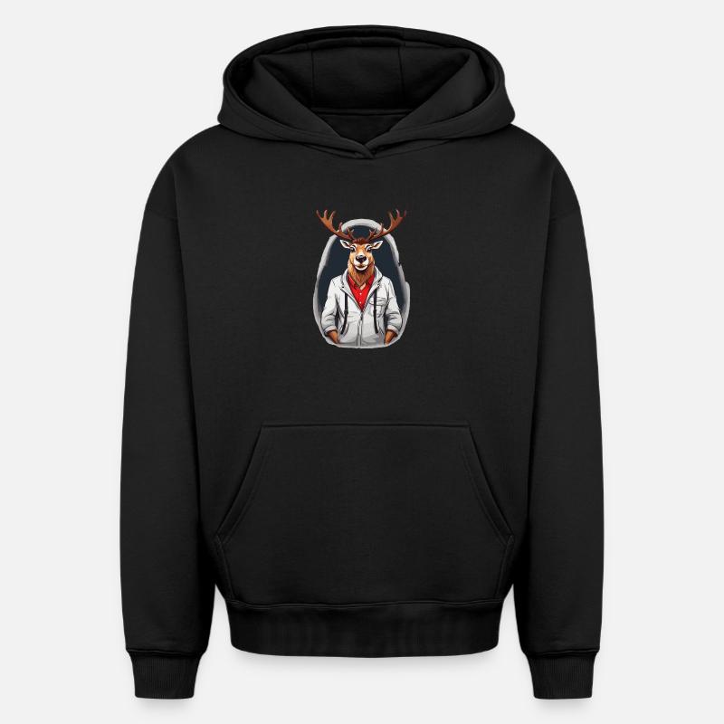 Renne cool - Sweat à capuche unisexe oversize épais SPREAD - noir