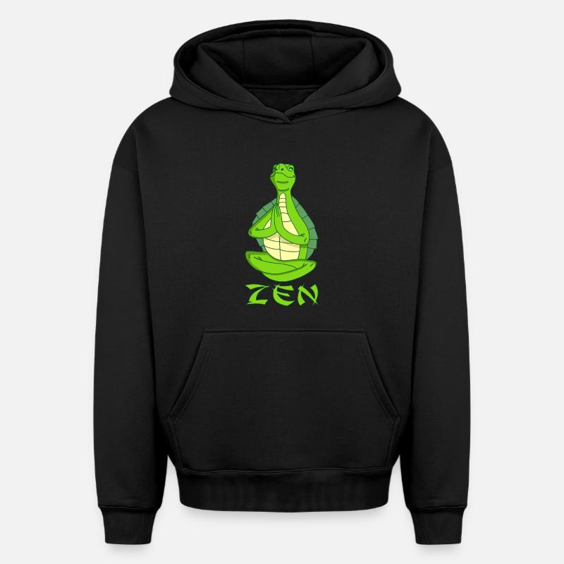 Tortue yogi - Sweat à capuche unisexe oversize épais SPREAD - noir