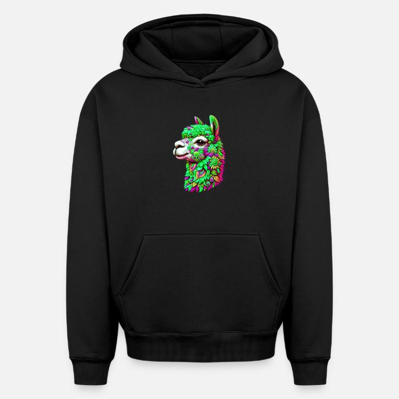 Alpaga - Sweat à capuche unisexe oversize épais SPREAD - noir