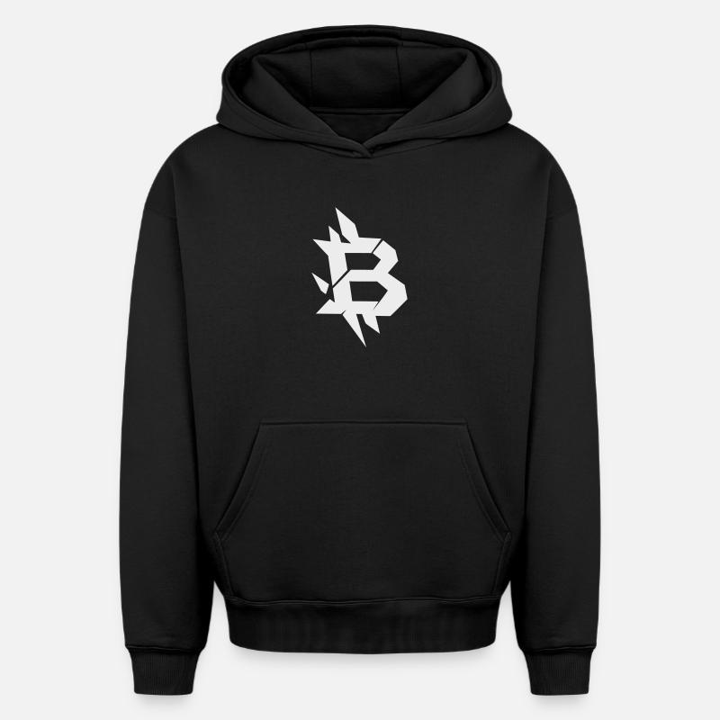 Bitcoin B angular design - Oversized Heavyweight Unisex Hoodie - black