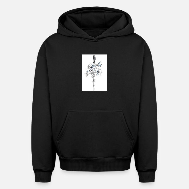 Lys bleus - Sweat à capuche unisexe oversize épais SPREAD - noir