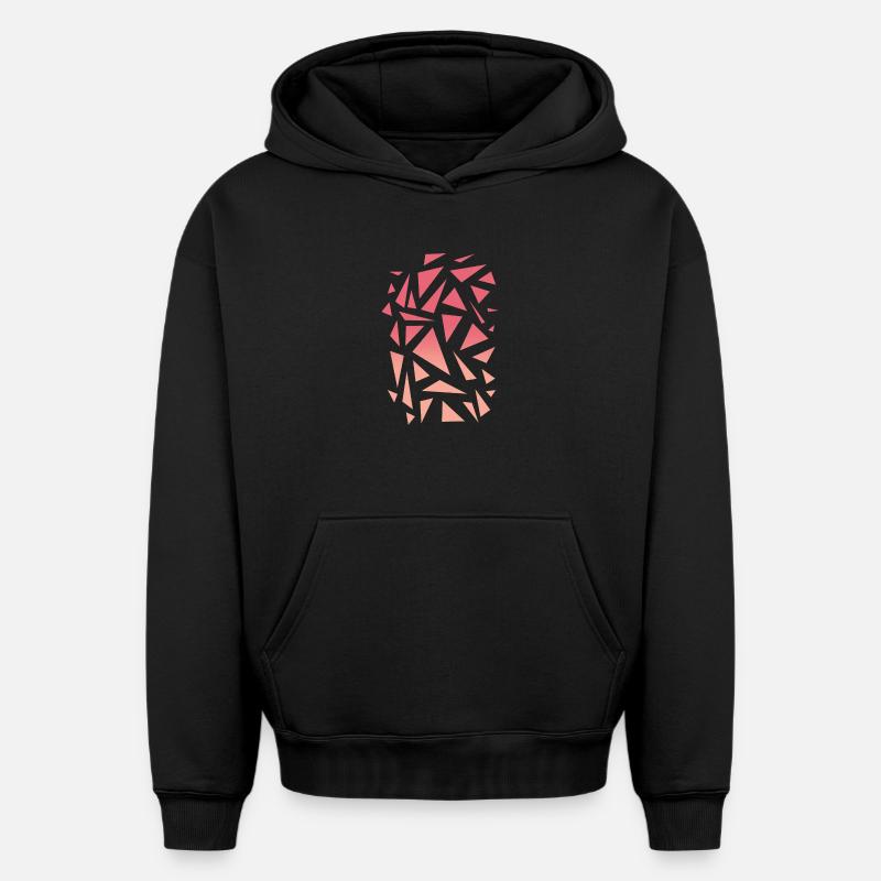 Triangle Pattern - Pink Gradient - Oversized Heavyweight Unisex Hoodie - black