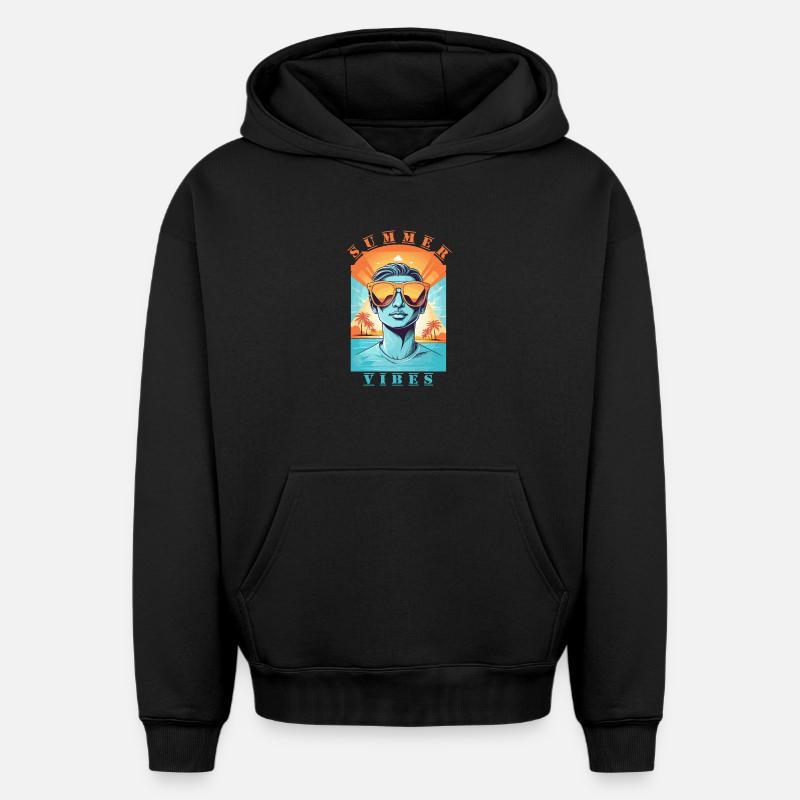 Hipsters cool - Sweat à capuche unisexe oversize épais SPREAD - noir
