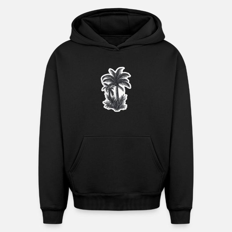 Palmier - Sweat à capuche unisexe oversize épais SPREAD - noir