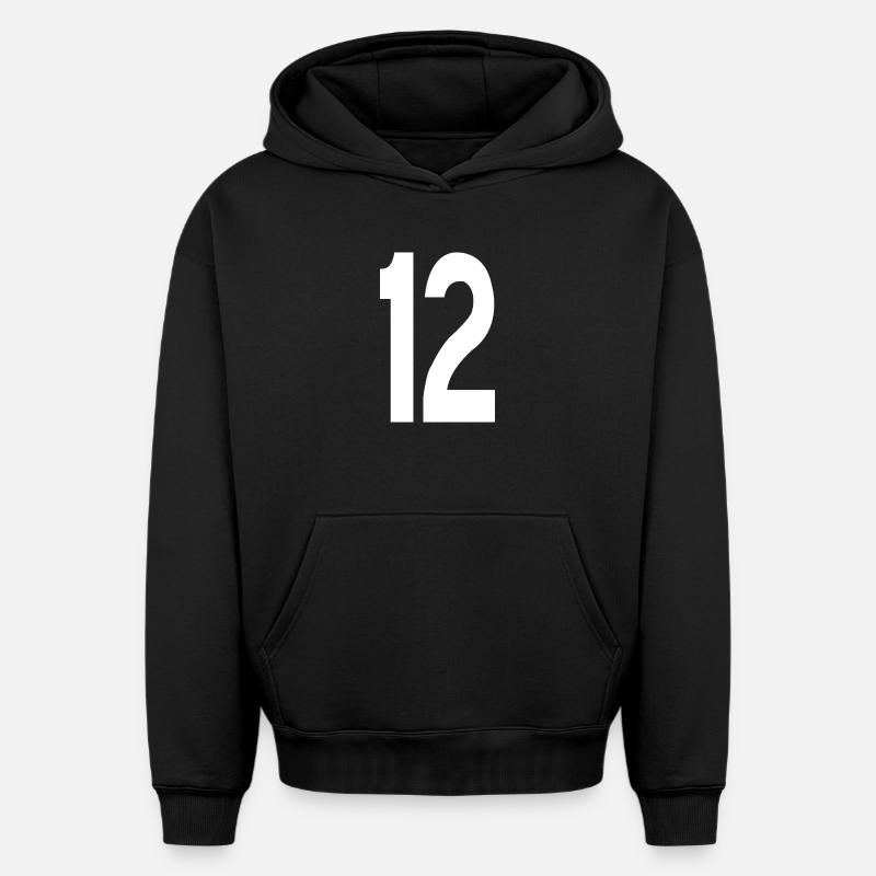 12 Douze - Sweat à capuche unisexe oversize épais SPREAD - noir