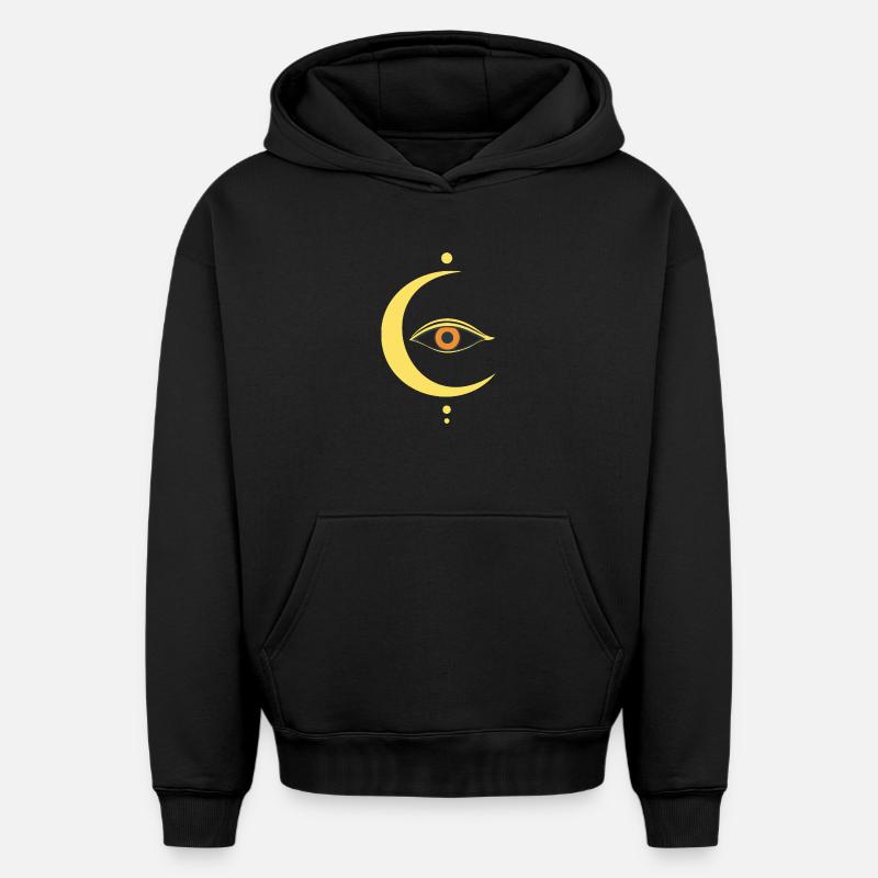 Œil Mystique & Lune - Sweat à capuche unisexe oversize épais SPREAD - noir