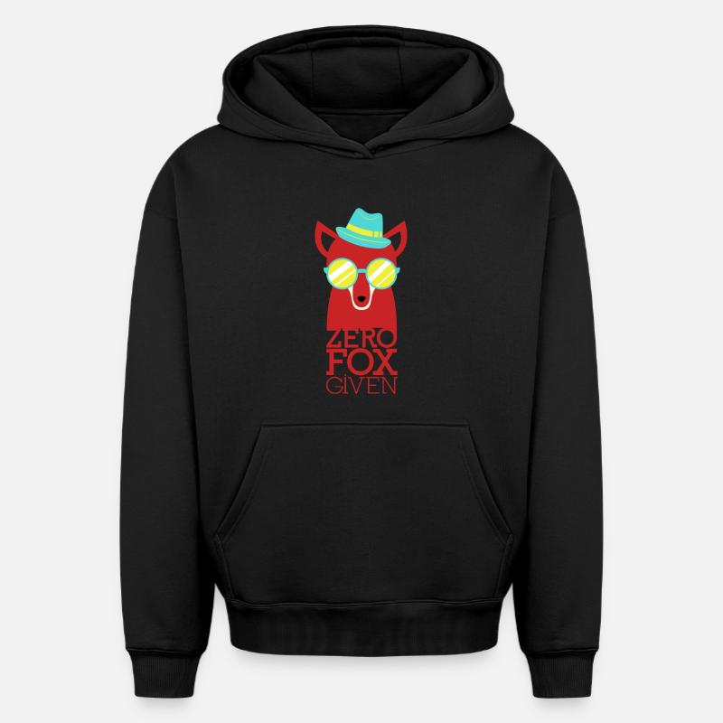 Renard cool - Sweat à capuche unisexe oversize épais SPREAD - noir