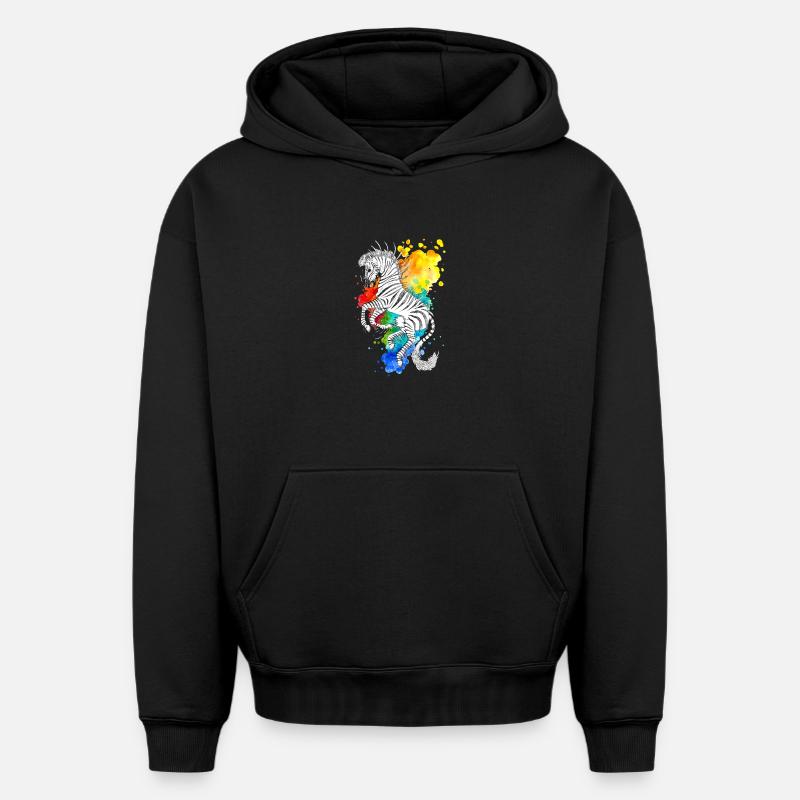 Rayures - Sweat à capuche unisexe oversize épais SPREAD - noir
