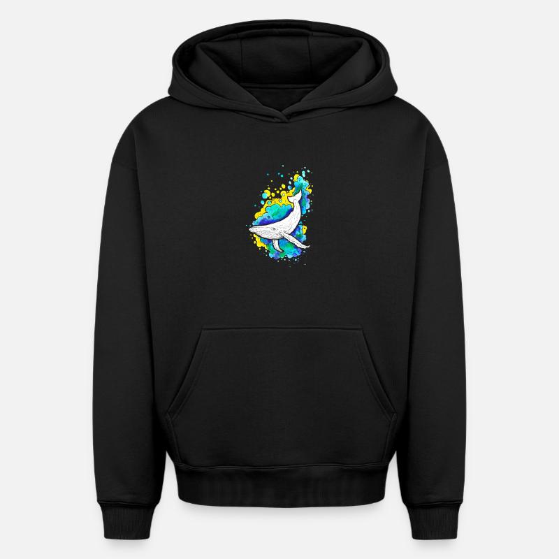 Baleine à bosse - Sweat à capuche unisexe oversize épais SPREAD - noir