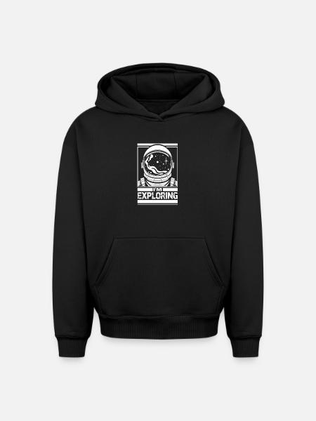 J’explore - Sweat à capuche unisexe oversize épais SPREAD - noir