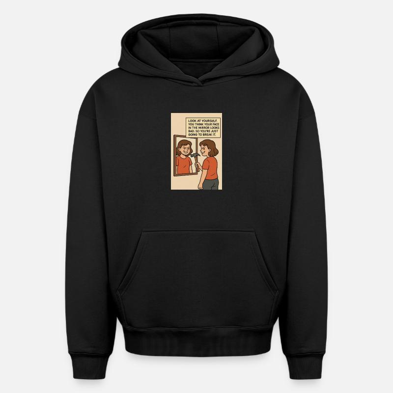 Art moderne - Sweat à capuche unisexe oversize épais SPREAD - noir