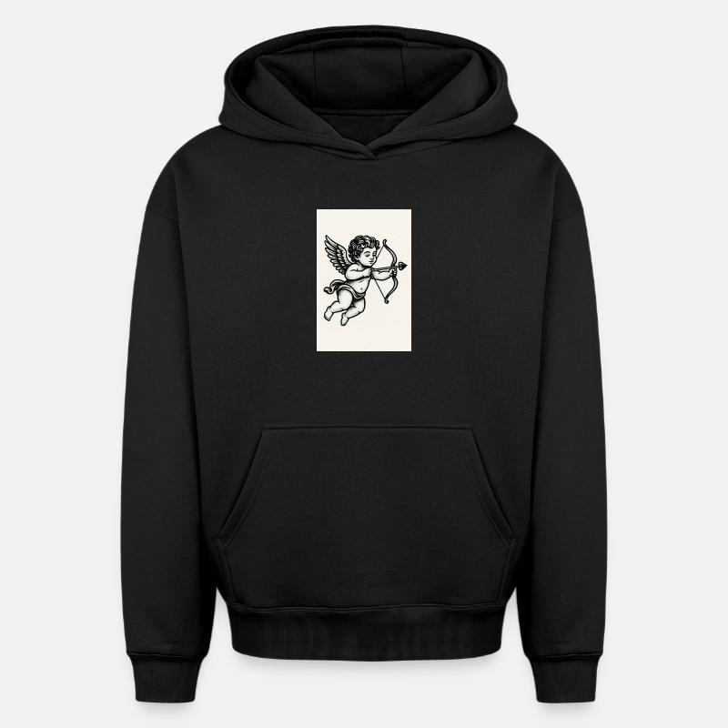 Ange - Sweat à capuche unisexe oversize épais SPREAD - noir