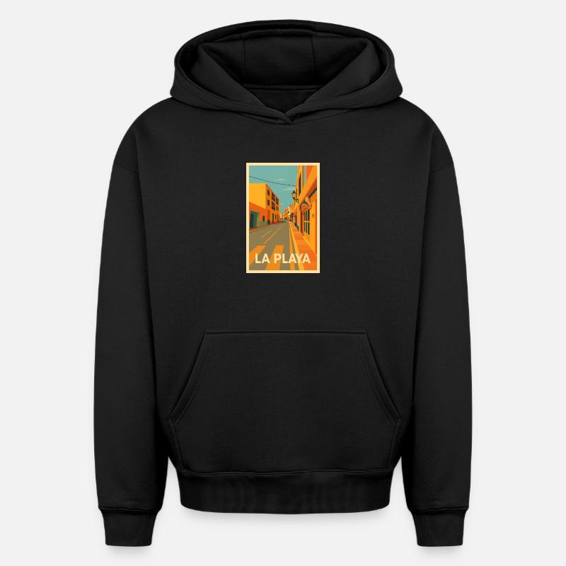 Playa de La Calera - Sweat à capuche unisexe oversize épais SPREAD - noir