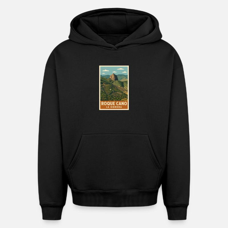 Roque Cano La Gomera - Sweat à capuche unisexe oversize épais SPREAD - noir